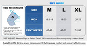 Size guide for PaceEasyIce 3D in M, L and XL with measurements in cm and inches